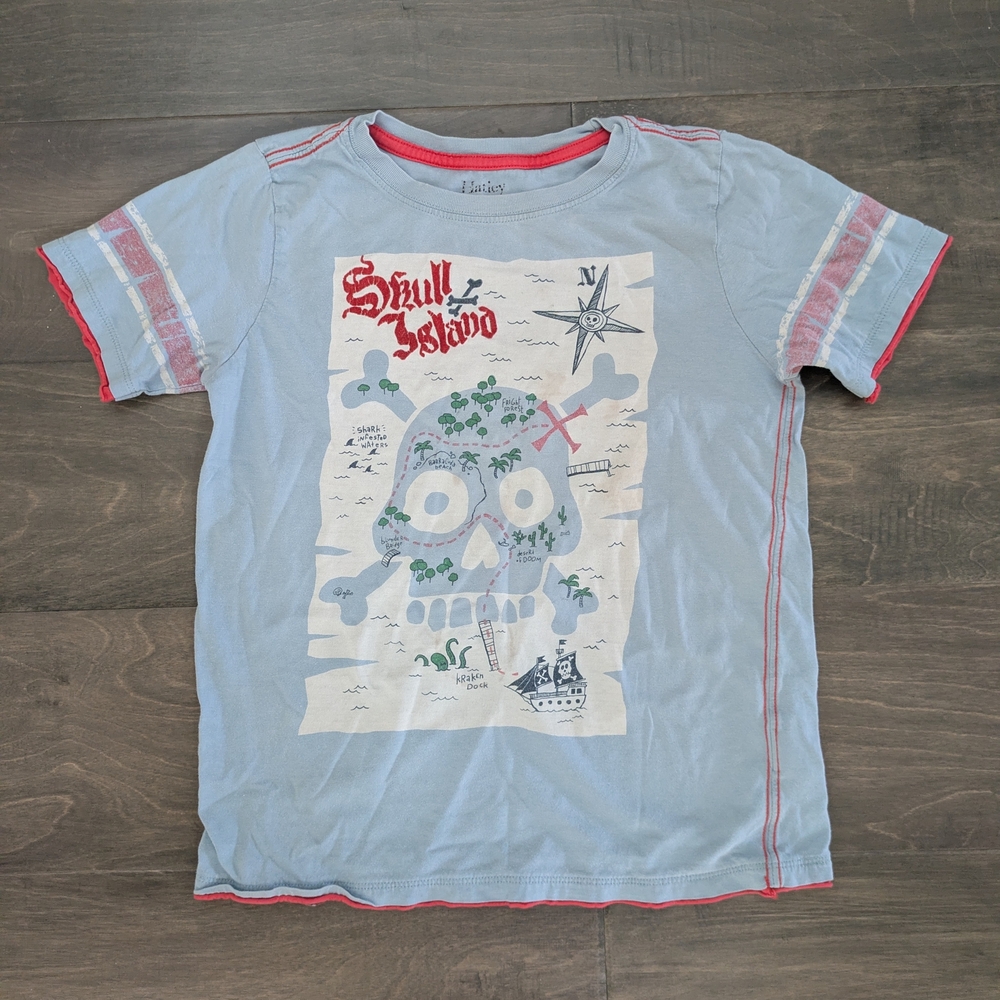 Hatley Light Blue Short Sleeve Tee with Pink Trim